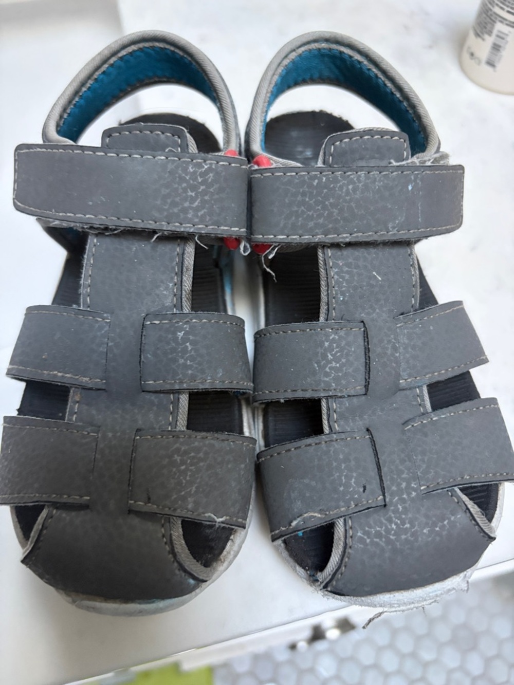 See Kai Run Gray Closed-Toe Kids Sandals with Blue Lining Toddler 11